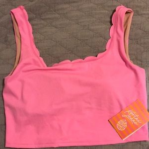 Kortni Jeane Poppin Pink Scalloped Top